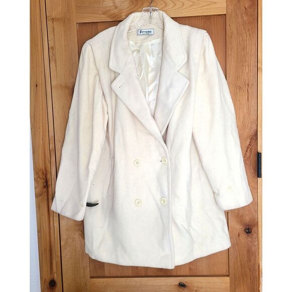 Forecaster of Boston Jackets & Blazers - Vtg FORECASTER OF BOSTON 12 Pea Coat Overcoat Ivory Double Breasted Wool Blend